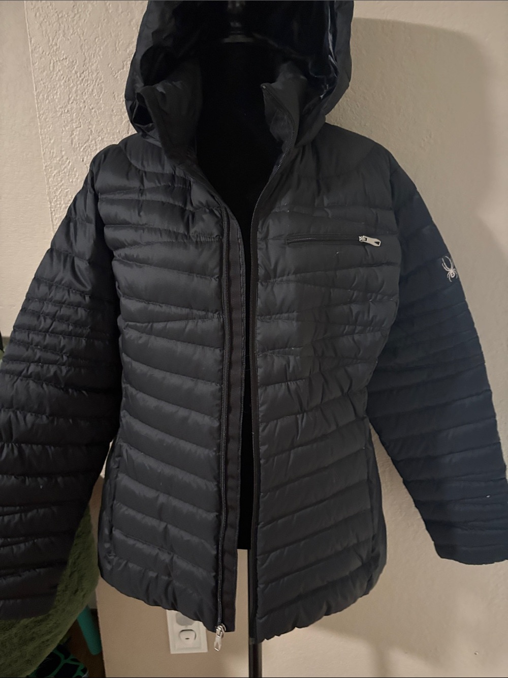 Spyder Women's Black Quilted Hooded Puffer Jacket